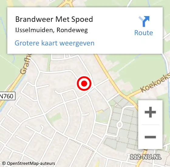 Locatie op kaart van de 112 melding: Brandweer Met Spoed Naar IJsselmuiden, Rondeweg op 31 januari 2022 09:43