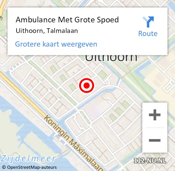 Locatie op kaart van de 112 melding: Ambulance Met Grote Spoed Naar Uithoorn, Talmalaan op 31 januari 2022 09:50