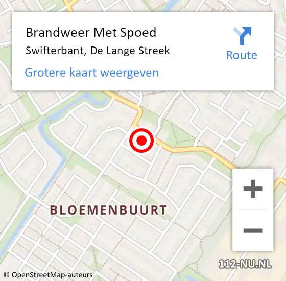 Locatie op kaart van de 112 melding: Brandweer Met Spoed Naar Swifterbant, De Lange Streek op 31 januari 2022 09:54