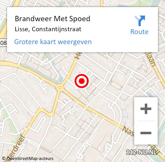 Locatie op kaart van de 112 melding: Brandweer Met Spoed Naar Lisse, Constantijnstraat op 31 januari 2022 09:55