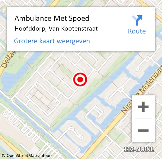 Locatie op kaart van de 112 melding: Ambulance Met Spoed Naar Hoofddorp, Van Kootenstraat op 31 januari 2022 09:58