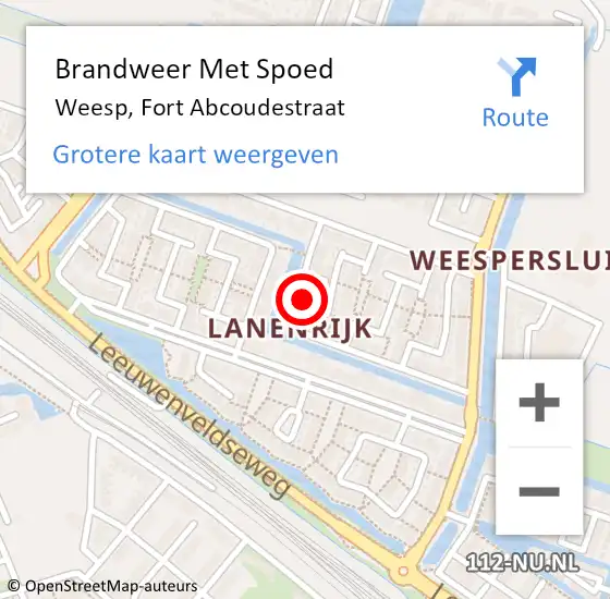 Locatie op kaart van de 112 melding: Brandweer Met Spoed Naar Weesp, Fort Abcoudestraat op 31 januari 2022 09:58