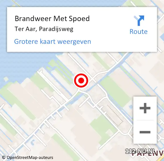 Locatie op kaart van de 112 melding: Brandweer Met Spoed Naar Ter Aar, Paradijsweg op 31 januari 2022 10:01