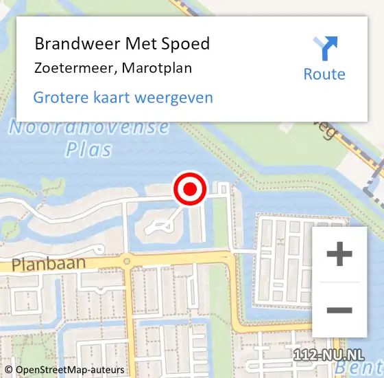 Locatie op kaart van de 112 melding: Brandweer Met Spoed Naar Zoetermeer, Marotplan op 31 januari 2022 10:02