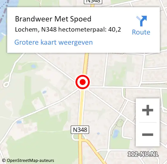 Locatie op kaart van de 112 melding: Brandweer Met Spoed Naar Lochem, N348 hectometerpaal: 40,2 op 31 januari 2022 10:03