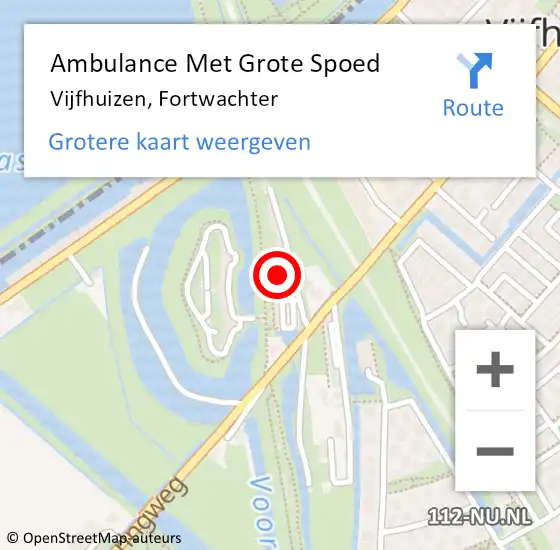 Locatie op kaart van de 112 melding: Ambulance Met Grote Spoed Naar Vijfhuizen, Fortwachter op 31 januari 2022 10:03