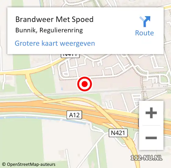 Locatie op kaart van de 112 melding: Brandweer Met Spoed Naar Bunnik, Regulierenring op 31 januari 2022 10:08