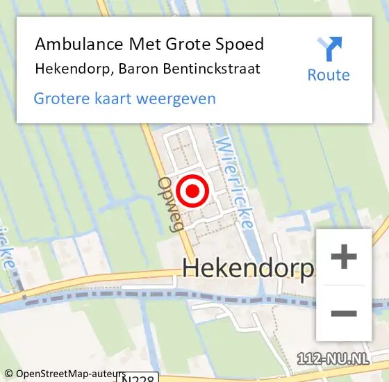 Locatie op kaart van de 112 melding: Ambulance Met Grote Spoed Naar Hekendorp, Baron Bentinckstraat op 31 januari 2022 10:13