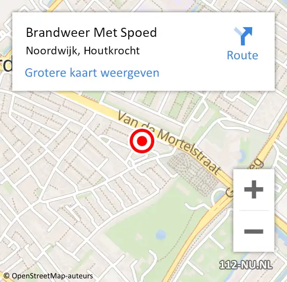 Locatie op kaart van de 112 melding: Brandweer Met Spoed Naar Noordwijk, Houtkrocht op 31 januari 2022 10:16