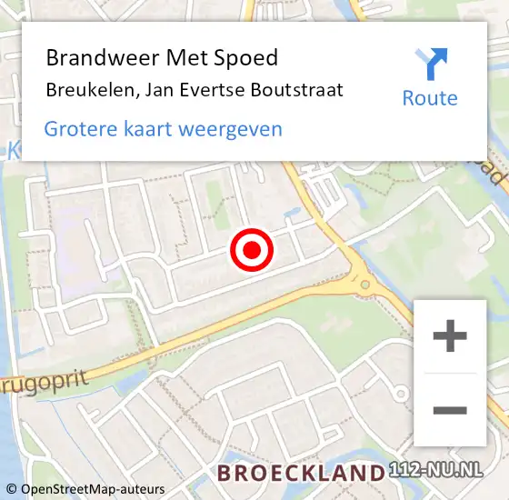 Locatie op kaart van de 112 melding: Brandweer Met Spoed Naar Breukelen, Jan Evertse Boutstraat op 31 januari 2022 10:18