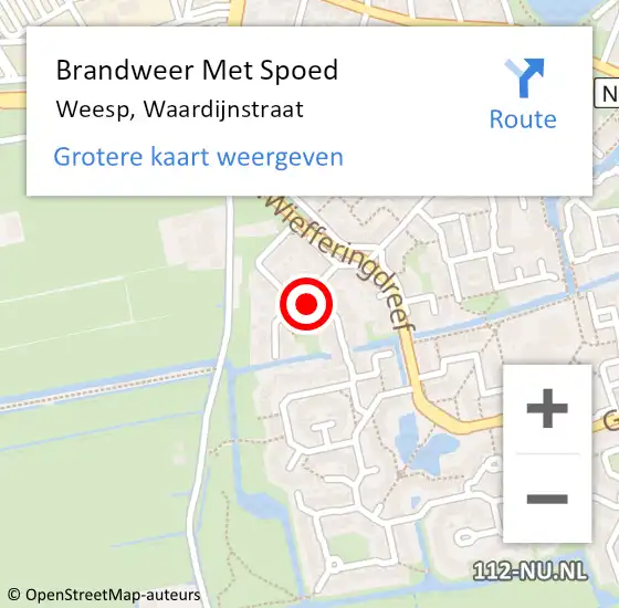 Locatie op kaart van de 112 melding: Brandweer Met Spoed Naar Weesp, Waardijnstraat op 31 januari 2022 10:19