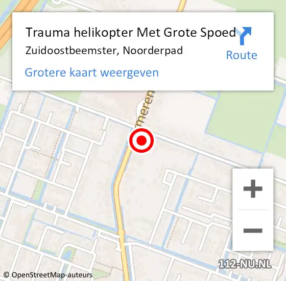 Locatie op kaart van de 112 melding: Trauma helikopter Met Grote Spoed Naar Zuidoostbeemster, Noorderpad op 31 januari 2022 10:19