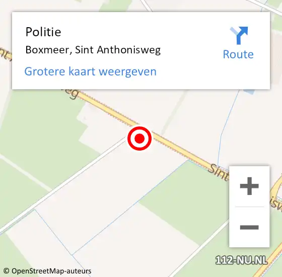 Locatie op kaart van de 112 melding: Politie Boxmeer, Sint Anthonisweg op 31 januari 2022 10:19