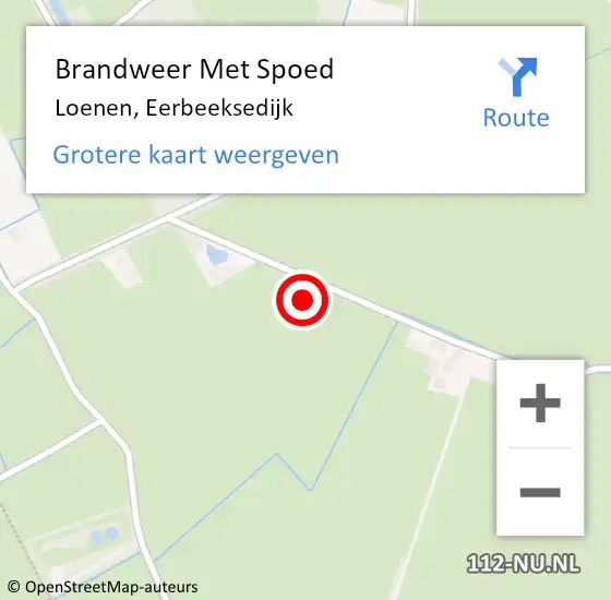 Locatie op kaart van de 112 melding: Brandweer Met Spoed Naar Loenen, Eerbeeksedijk op 31 januari 2022 10:24