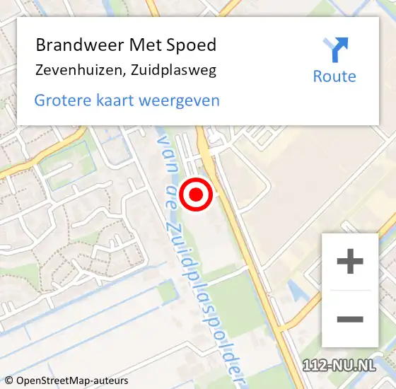 Locatie op kaart van de 112 melding: Brandweer Met Spoed Naar Zevenhuizen, Zuidplasweg op 31 januari 2022 10:27