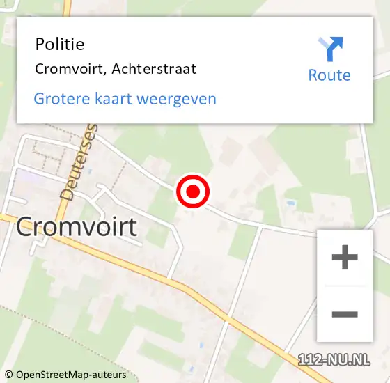 Locatie op kaart van de 112 melding: Politie Cromvoirt, Achterstraat op 31 januari 2022 10:32