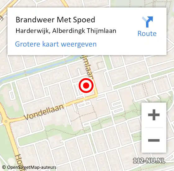 Locatie op kaart van de 112 melding: Brandweer Met Spoed Naar Harderwijk, Alberdingk Thijmlaan op 31 januari 2022 10:33