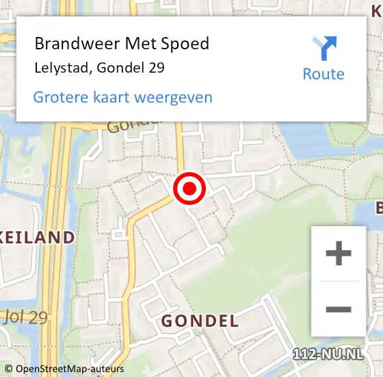 Locatie op kaart van de 112 melding: Brandweer Met Spoed Naar Lelystad, Gondel 29 op 31 januari 2022 10:34