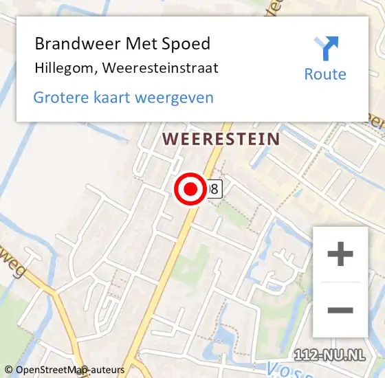 Locatie op kaart van de 112 melding: Brandweer Met Spoed Naar Hillegom, Weeresteinstraat op 31 januari 2022 10:39