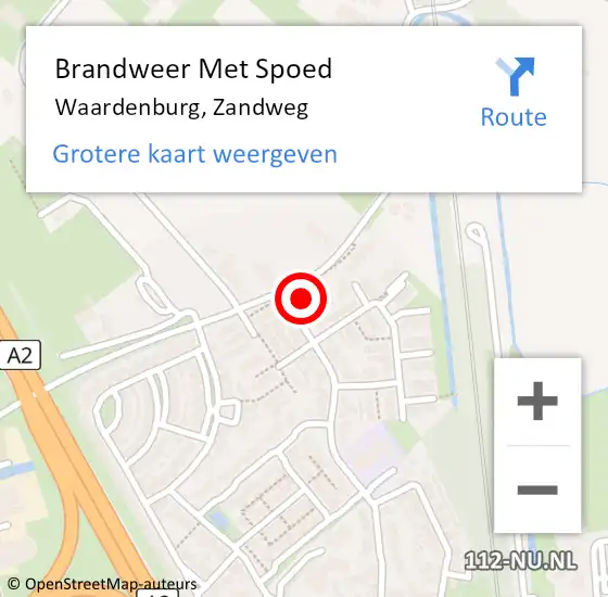 Locatie op kaart van de 112 melding: Brandweer Met Spoed Naar Waardenburg, Zandweg op 31 januari 2022 10:39