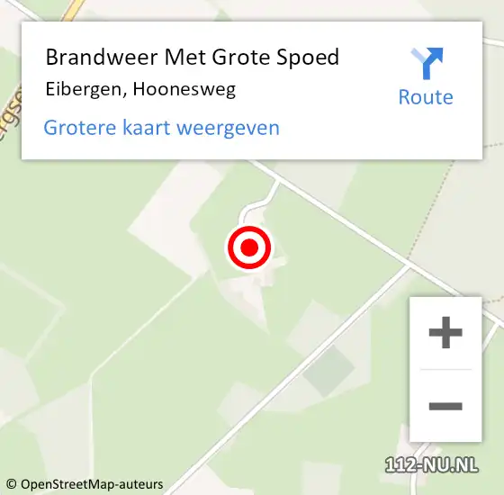 Locatie op kaart van de 112 melding: Brandweer Met Grote Spoed Naar Eibergen, Hoonesweg op 31 januari 2022 10:41
