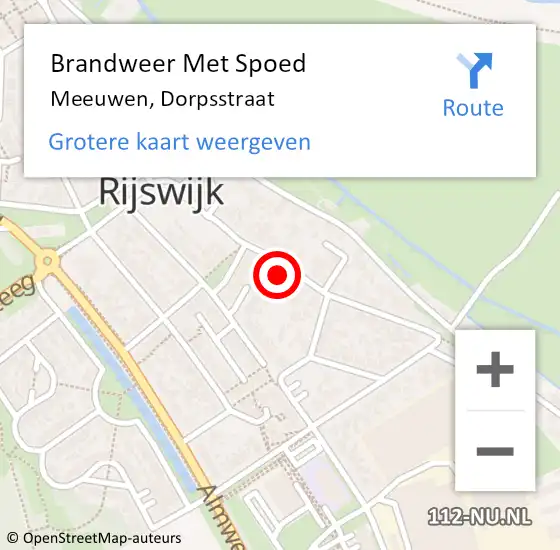 Locatie op kaart van de 112 melding: Brandweer Met Spoed Naar Meeuwen, Dorpsstraat op 31 januari 2022 10:44