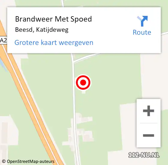 Locatie op kaart van de 112 melding: Brandweer Met Spoed Naar Beesd, Katijdeweg op 31 januari 2022 10:49