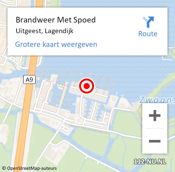 Locatie op kaart van de 112 melding: Brandweer Met Spoed Naar Uitgeest, Lagendijk op 31 januari 2022 10:50