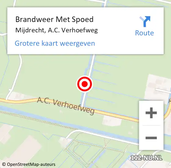 Locatie op kaart van de 112 melding: Brandweer Met Spoed Naar Mijdrecht, A.C. Verhoefweg op 31 januari 2022 10:54