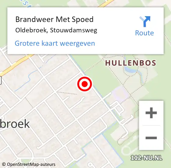 Locatie op kaart van de 112 melding: Brandweer Met Spoed Naar Oldebroek, Stouwdamsweg op 31 januari 2022 10:55