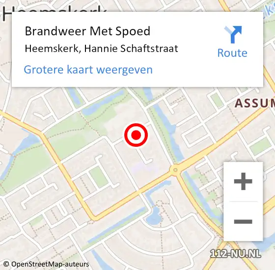 Locatie op kaart van de 112 melding: Brandweer Met Spoed Naar Heemskerk, Hannie Schaftstraat op 31 januari 2022 10:56