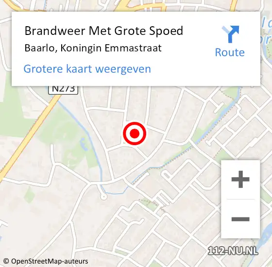 Locatie op kaart van de 112 melding: Brandweer Met Grote Spoed Naar Baarlo, Koningin Emmastraat op 31 januari 2022 10:58