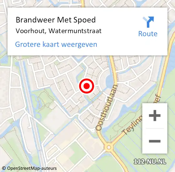 Locatie op kaart van de 112 melding: Brandweer Met Spoed Naar Voorhout, Watermuntstraat op 31 januari 2022 11:02