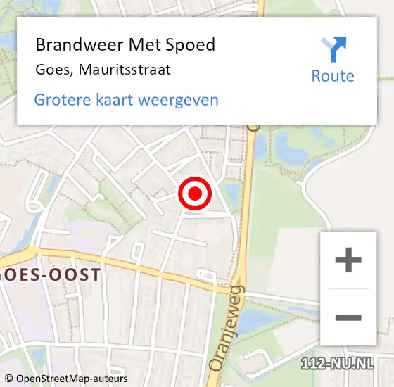 Locatie op kaart van de 112 melding: Brandweer Met Spoed Naar Goes, Mauritsstraat op 31 januari 2022 11:15