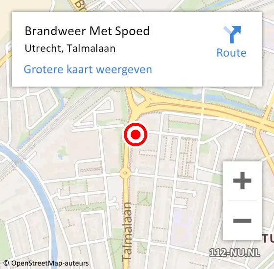 Locatie op kaart van de 112 melding: Brandweer Met Spoed Naar Utrecht, Talmalaan op 31 januari 2022 11:18