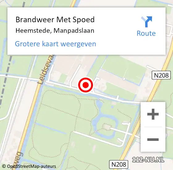 Locatie op kaart van de 112 melding: Brandweer Met Spoed Naar Heemstede, Manpadslaan op 31 januari 2022 11:19