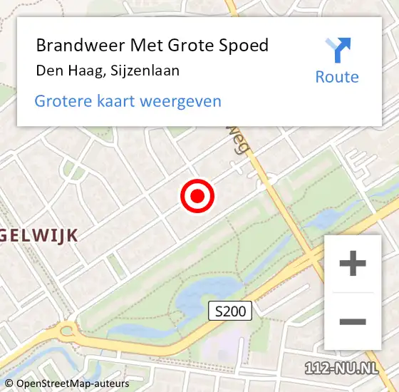 Locatie op kaart van de 112 melding: Brandweer Met Grote Spoed Naar Den Haag, Sijzenlaan op 31 januari 2022 11:21