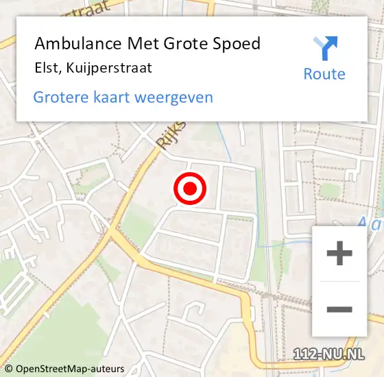 Locatie op kaart van de 112 melding: Ambulance Met Grote Spoed Naar Elst, Kuijperstraat op 31 januari 2022 11:21