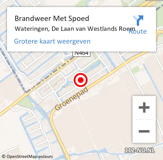 Locatie op kaart van de 112 melding: Brandweer Met Spoed Naar Wateringen, De Laan van Westlands Roem op 31 januari 2022 11:25