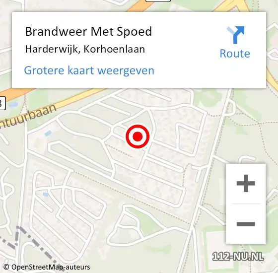 Locatie op kaart van de 112 melding: Brandweer Met Spoed Naar Harderwijk, Korhoenlaan op 31 januari 2022 11:29