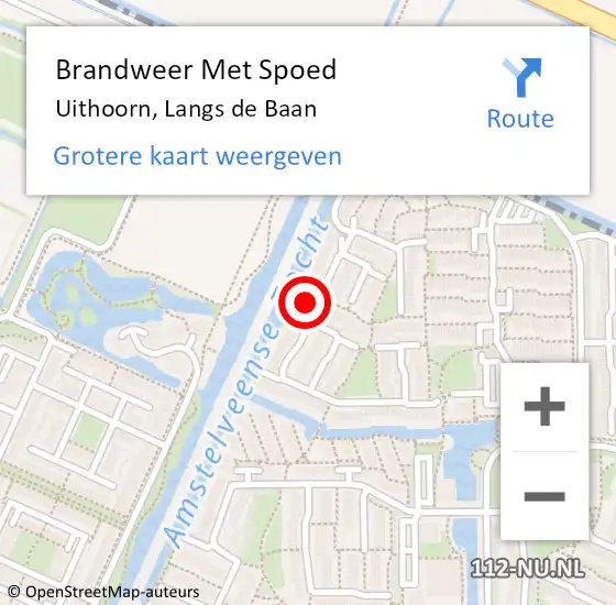 Locatie op kaart van de 112 melding: Brandweer Met Spoed Naar Uithoorn, Langs de Baan op 31 januari 2022 11:31