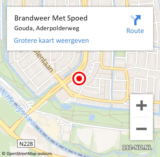 Locatie op kaart van de 112 melding: Brandweer Met Spoed Naar Gouda, Aderpolderweg op 31 januari 2022 11:39