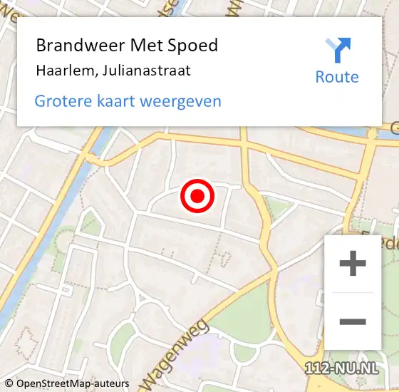 Locatie op kaart van de 112 melding: Brandweer Met Spoed Naar Haarlem, Julianastraat op 31 januari 2022 11:44