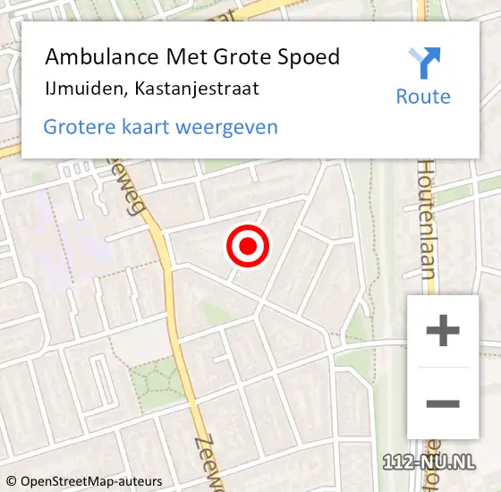 Locatie op kaart van de 112 melding: Ambulance Met Grote Spoed Naar IJmuiden, Kastanjestraat op 31 januari 2022 11:45