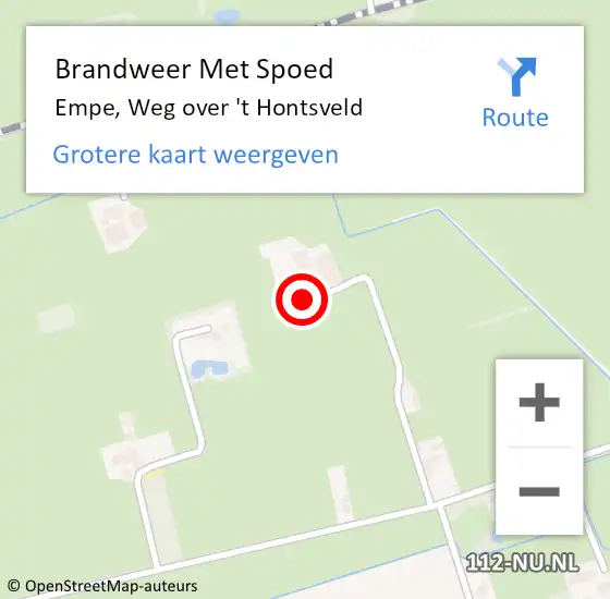 Locatie op kaart van de 112 melding: Brandweer Met Spoed Naar Empe, Weg over 't Hontsveld op 31 januari 2022 11:50