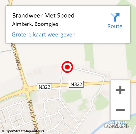 Locatie op kaart van de 112 melding: Brandweer Met Spoed Naar Almkerk, Boompjes op 31 januari 2022 11:54