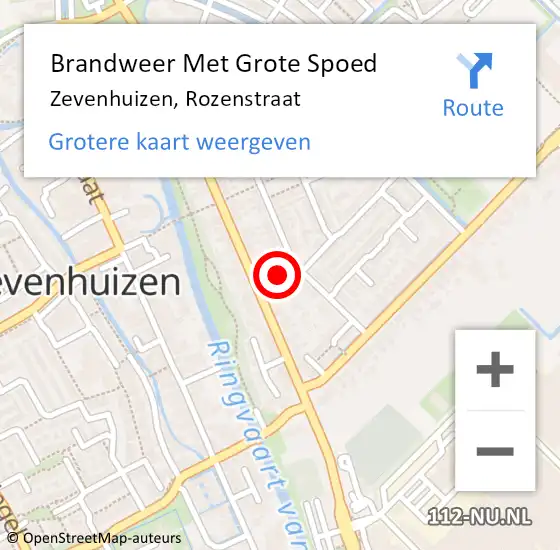 Locatie op kaart van de 112 melding: Brandweer Met Grote Spoed Naar Zevenhuizen, Rozenstraat op 31 januari 2022 11:55