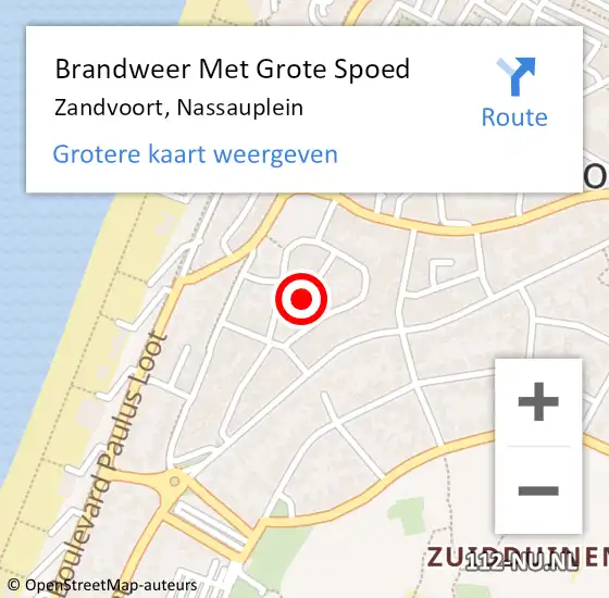 Locatie op kaart van de 112 melding: Brandweer Met Grote Spoed Naar Zandvoort, Nassauplein op 31 januari 2022 11:58