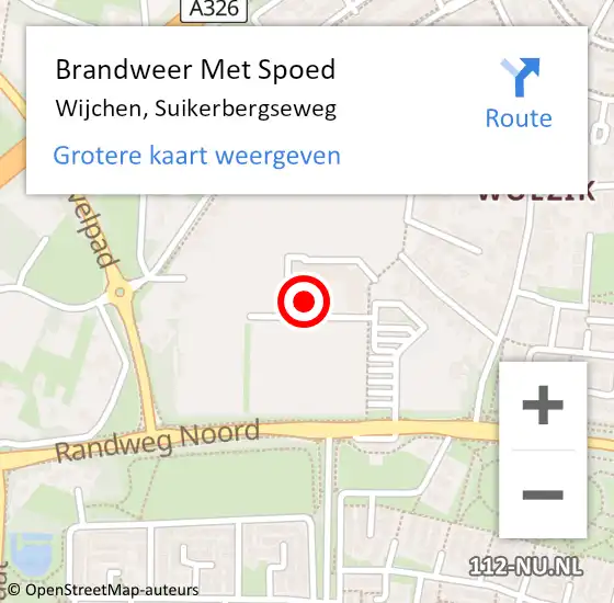 Locatie op kaart van de 112 melding: Brandweer Met Spoed Naar Wijchen, Suikerbergseweg op 31 januari 2022 12:07