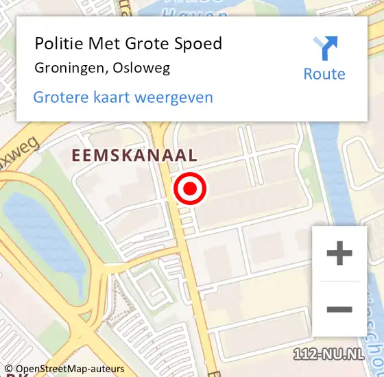 Locatie op kaart van de 112 melding: Politie Met Grote Spoed Naar Groningen, Osloweg op 31 januari 2022 12:11